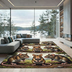 Whimsical Meadow Mouse Grid Composition Rug
