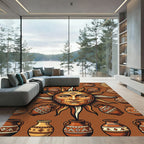 Earthy Sun Face Clay Vessel Rug