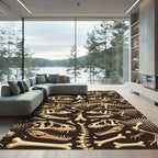 Prehistoric Fossil Bone Dark Brown Illustration Rug