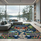 Enchanted Willow Gazebo Garden Scene Rug