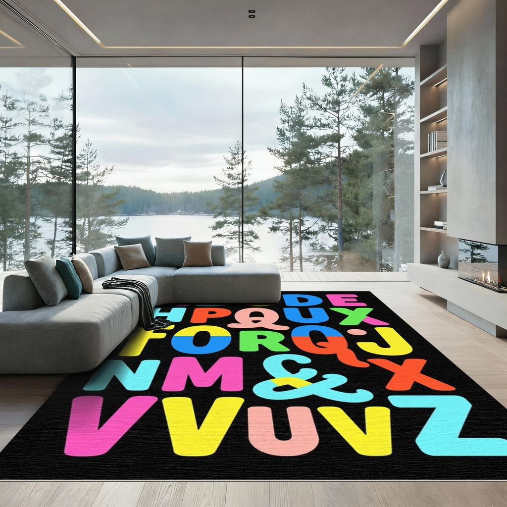 Vibrant Alphabet Bold Graphic Rug