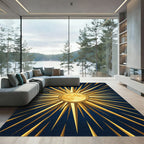 Radiant Golden Celestial Sun Burst Rug