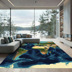 Artistic World Atlas Ocean Bathymetry Map Rug