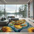 Vibrant Sunny Sunflower Bouquet Art Rug
