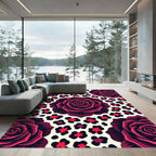 Dark Crimson Rose Leopard Spot Accent Rug