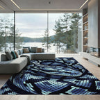 Coiled Blue Serpent Scales Art Rug