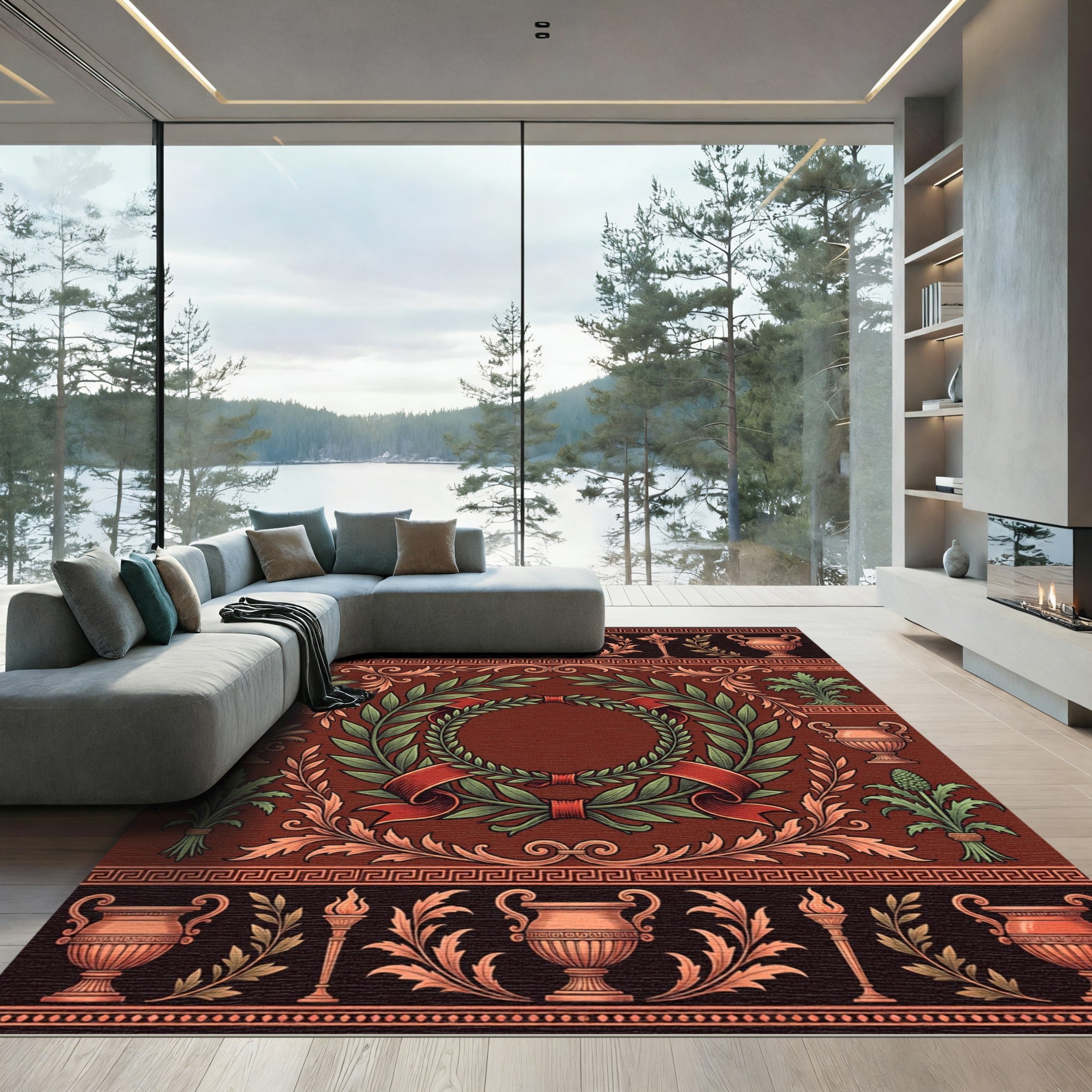Ancient Roman Laurel Wreath Vaseware Rug