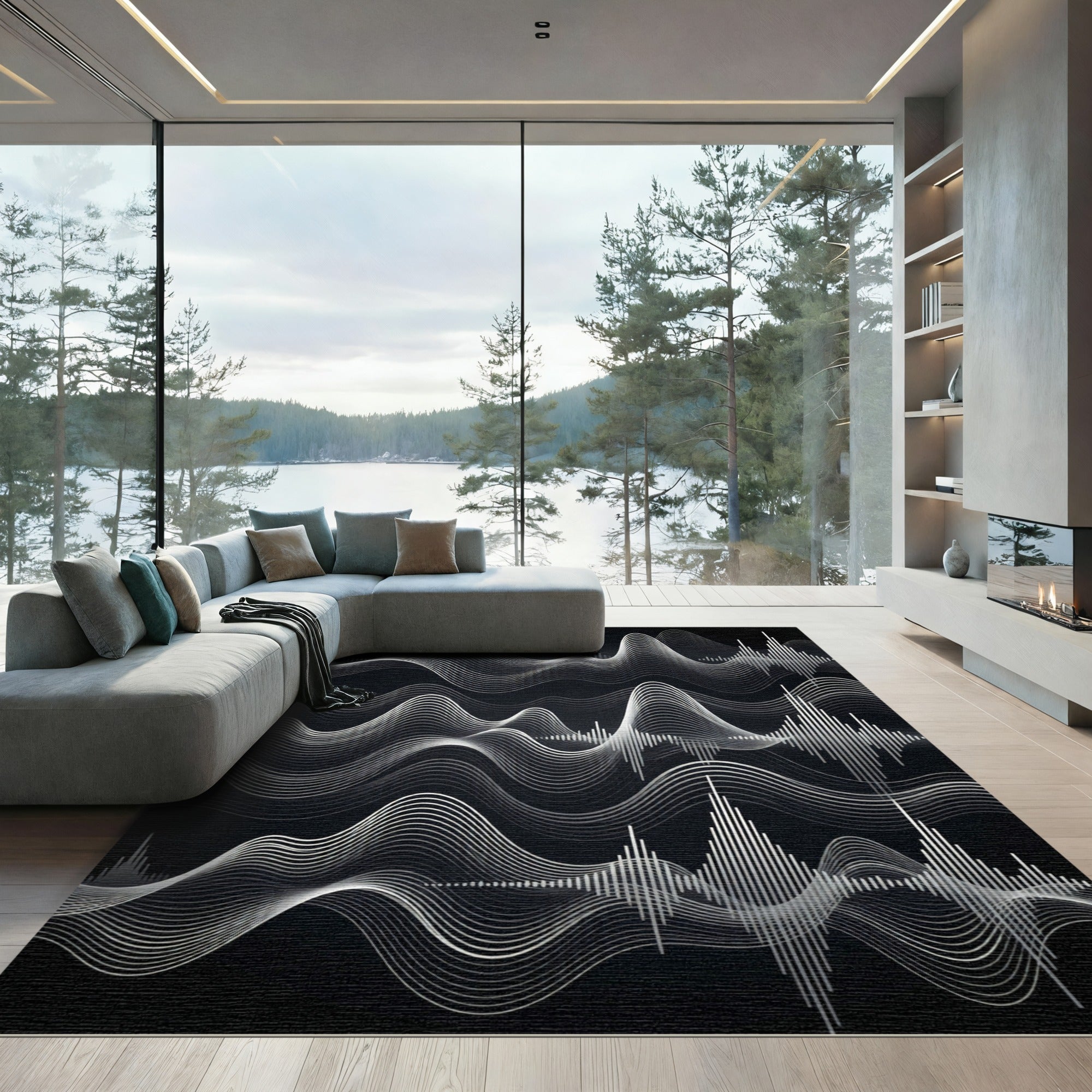 Monochromatic Soundwave Abstract Flow Rug