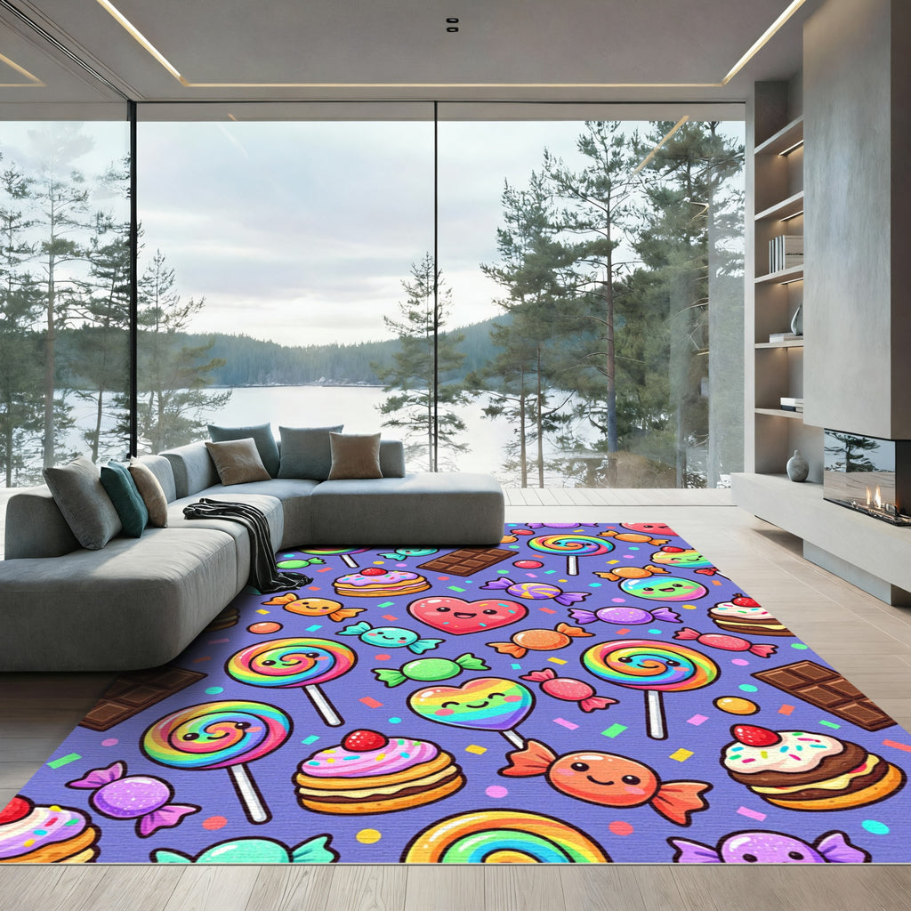 Whimsical Colorful Candy Sweet Treats Art Rug