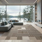 Modern Neutral Linear Geometric Textured Rug