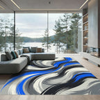 Bold Blue Swirl Abstract Rug