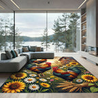 Vibrant Rooster Farmhouse Sunflower Meadow Rug