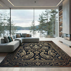Dark Gold Ornate Paisley Scroll Art Rug