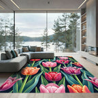 Vibrant Spring Tulip Botanical Garden Rug