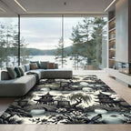 Serene Pagoda Garden Willow Trees Rug