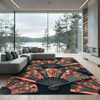 Coral Black Heart Fan Arrangement Rug