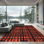 Crimson Plaid Geometric Lattice Rug