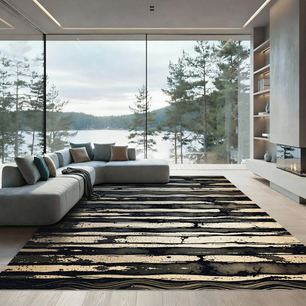 Monochromatic Textured Stripe Accordion Rug