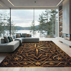 Opulent Golden Compass Star Medallion Rug