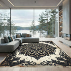 Vintage Ornate Dark Floral Medallion Rug