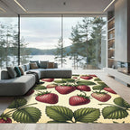 Vintage Botanical Crimson Strawberry Harvest Rug