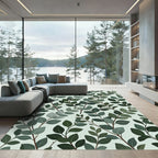 Sage Green Eucalyptus Botanical Leaves Rug