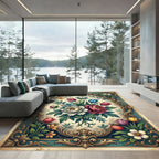 Ornate Baroque Floral Bouquet Wall Art Rug