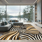 Monochrome Zebra Stripe Earth Tone Art Rug