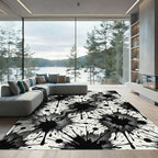 Black Ink Splatter Artistic Monochrome Rug