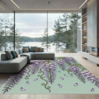 Elegant Cascading Wisteria Lavender Botanical Rug