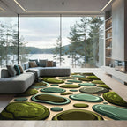 Varied Green Smooth River Rock Arrangement Rug