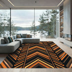 Warm Earthy Orange Chevron Stripes Rug