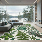 Lush Green Herb Foliage Illustration Rug