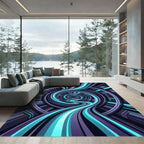 Neon Cybernetic Vortex Swirl Rug