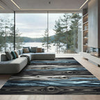 Rustic Blue Gray Wood Grain Plank Rug