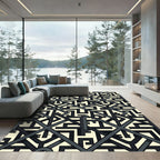 Abstract Geometric Interlocking Key Grid Rug