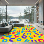 Bright Alphabet Collage Yellow Rug
