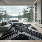 Modern Monochromatic Geometric Intersecting Roadway Rug