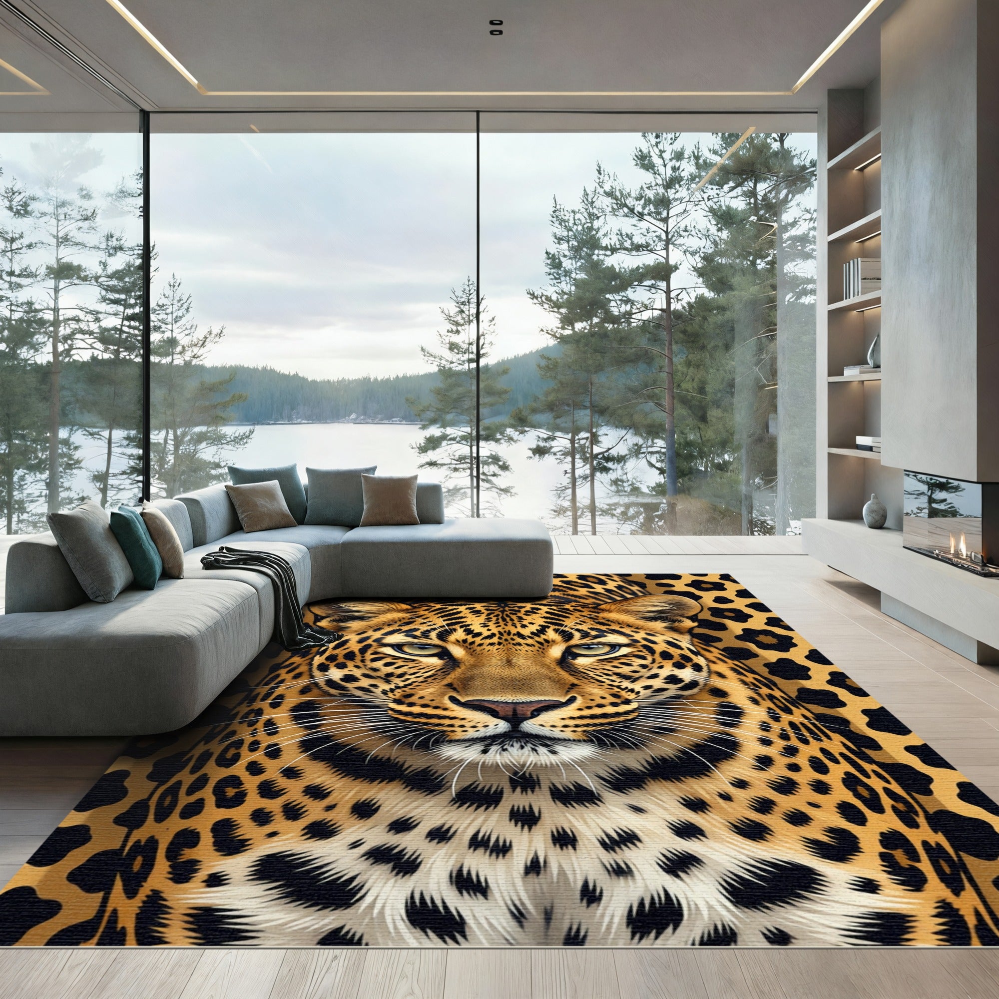 Golden Leopard Spots Exotic Nature Rug