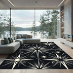 Gray White Starry Constellation Night Rug