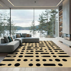 Black Dots Brush Strokes Composition Rug