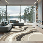 Neutral Earth Tones Swirl Abstract Rug