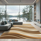 Brown Ochre Flowing Waves Rug