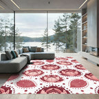 Crimson Floral Bloom Mandala Rug