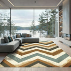 Retro Earthy Chevron Zigzag Area Rug