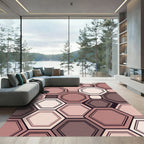 Rose Gold Geometric Octagon Cluster Rug