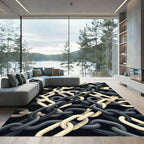 Interlocking Black and Cream Chain Link Rug