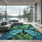 Lush Tropical Teal and Lime Foliage Rug