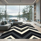 Bold Black Gray Chevron Zigzag Rug