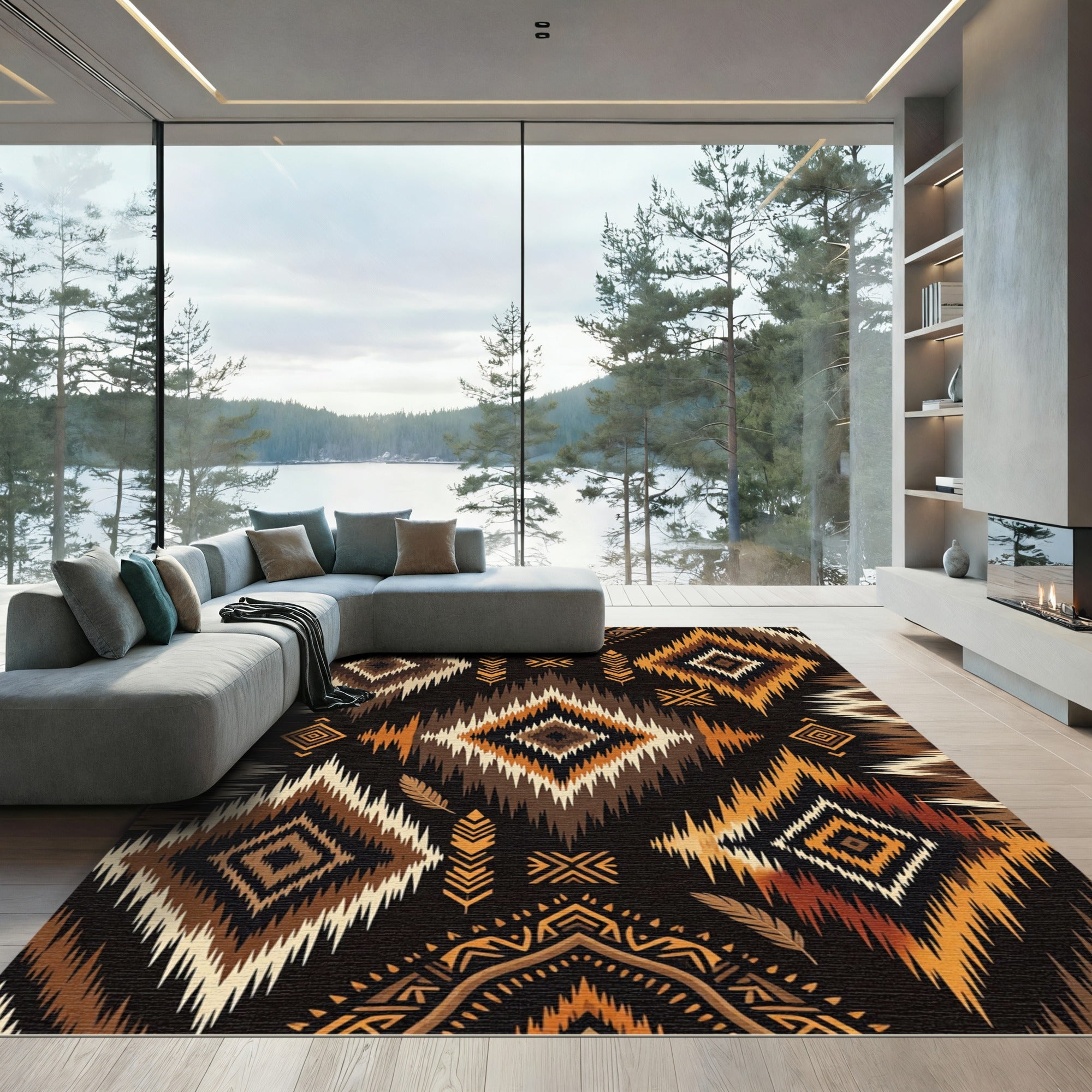 Tribal Earth Tones Diamond Rug